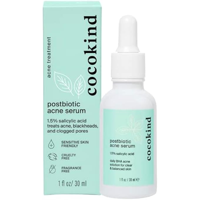 Cocokind POSTBIOTIC ACNE SERUM, SALICYLIC ACID SERUM AND BHA LIQUID EXFOLIANT - EXFOLIATING, BRIGHTENING AND HYDRATING SERUM - Image 1